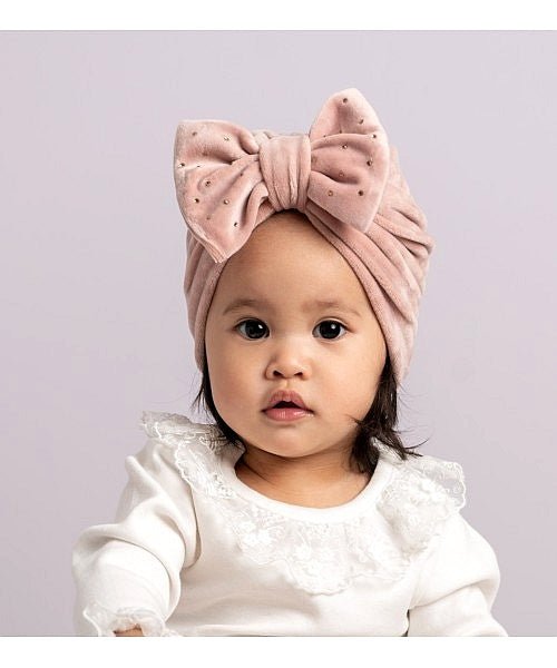 Caramelo Kids velvet vintage pink diamonte turban