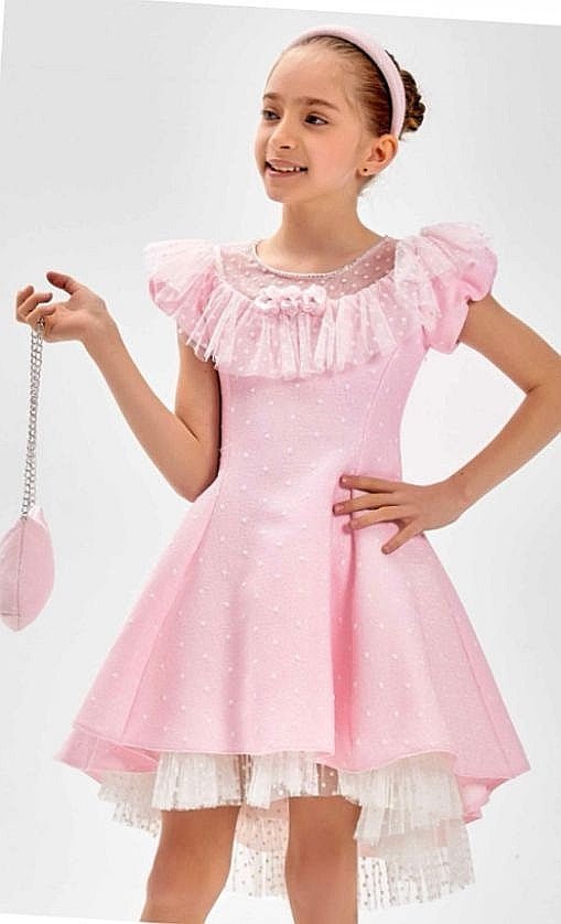 Pale pink Party dress with bag an Hairband