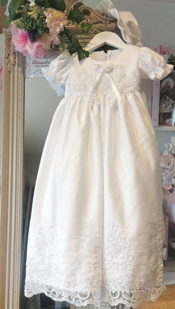 White Christening robe with bonnett