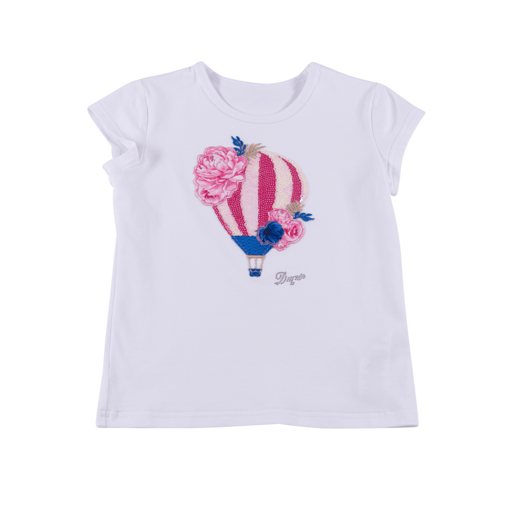 Daga multicolored floral patterned sequin hot air balloon top