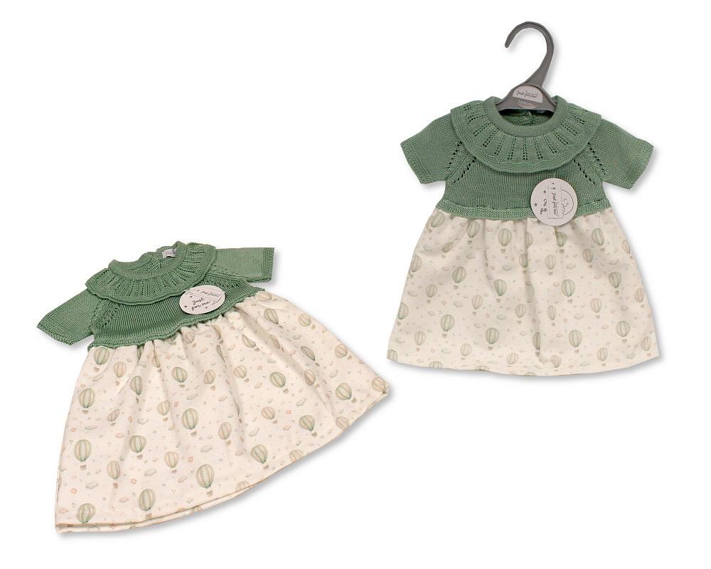 Green & Cream Baby Girl Dress with Balloon Print – Knitted Top