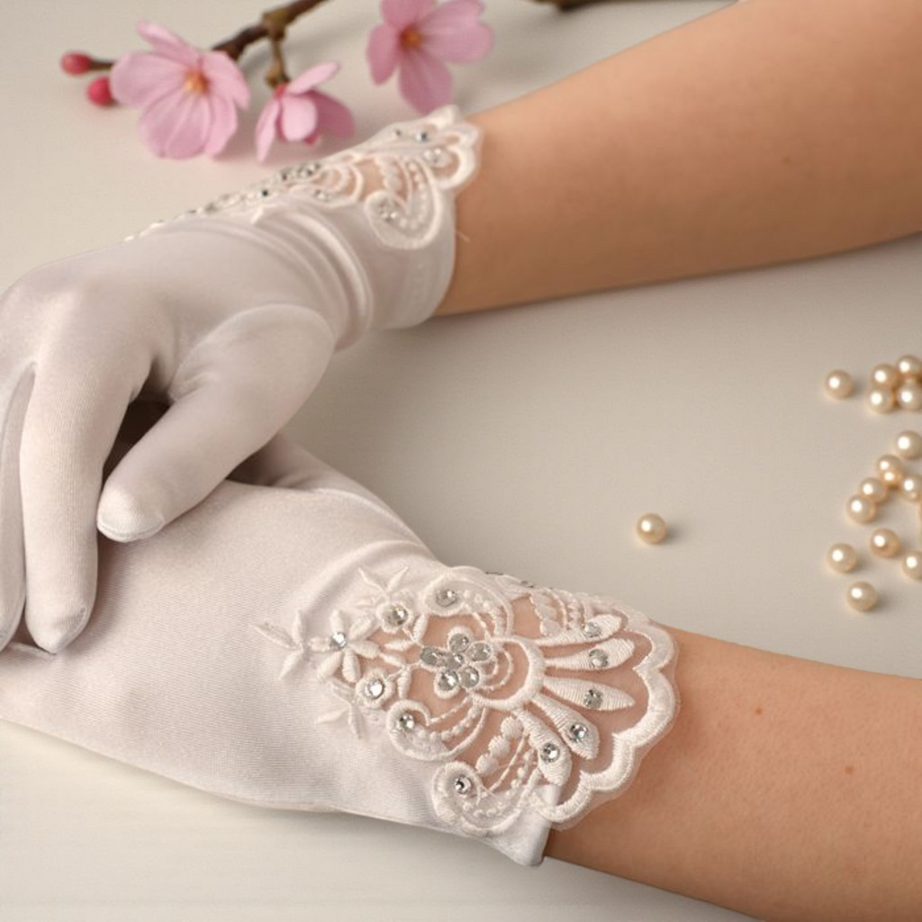 Holy communion gloves with lace