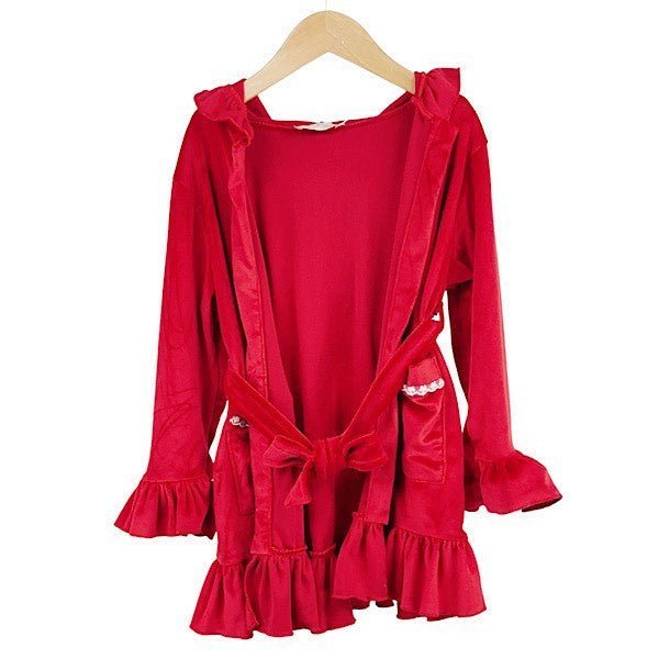 Baby Red Velour Ruffle Christmas Night Robe