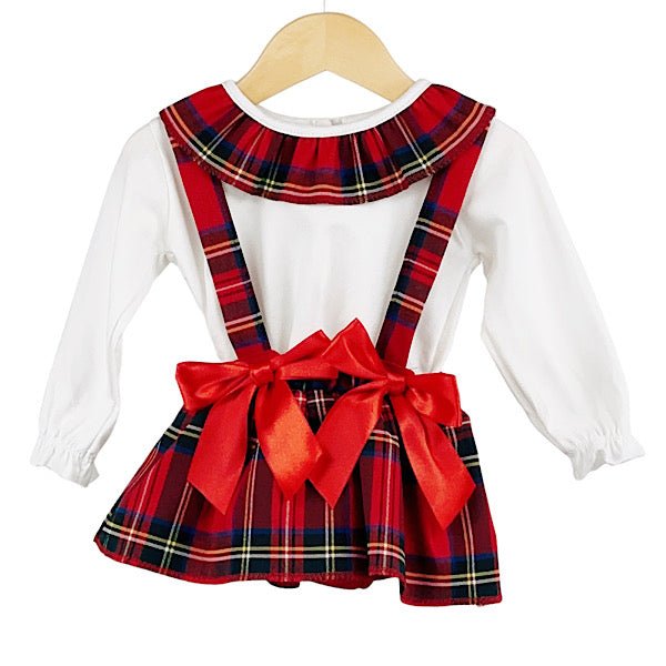 Girls Tartan Pinafore dress and top