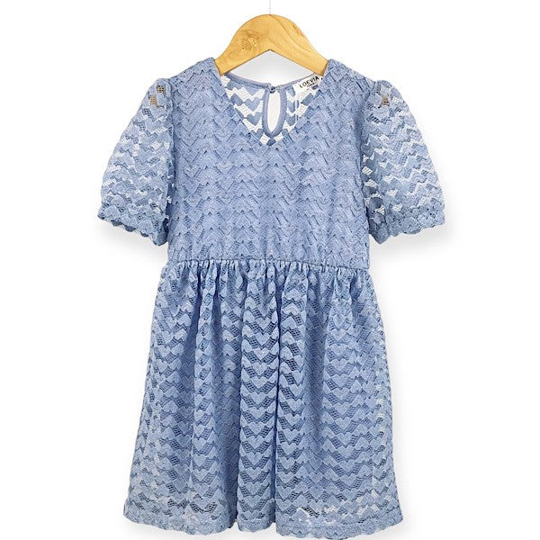 Heart Laced Overlay Blue Dress