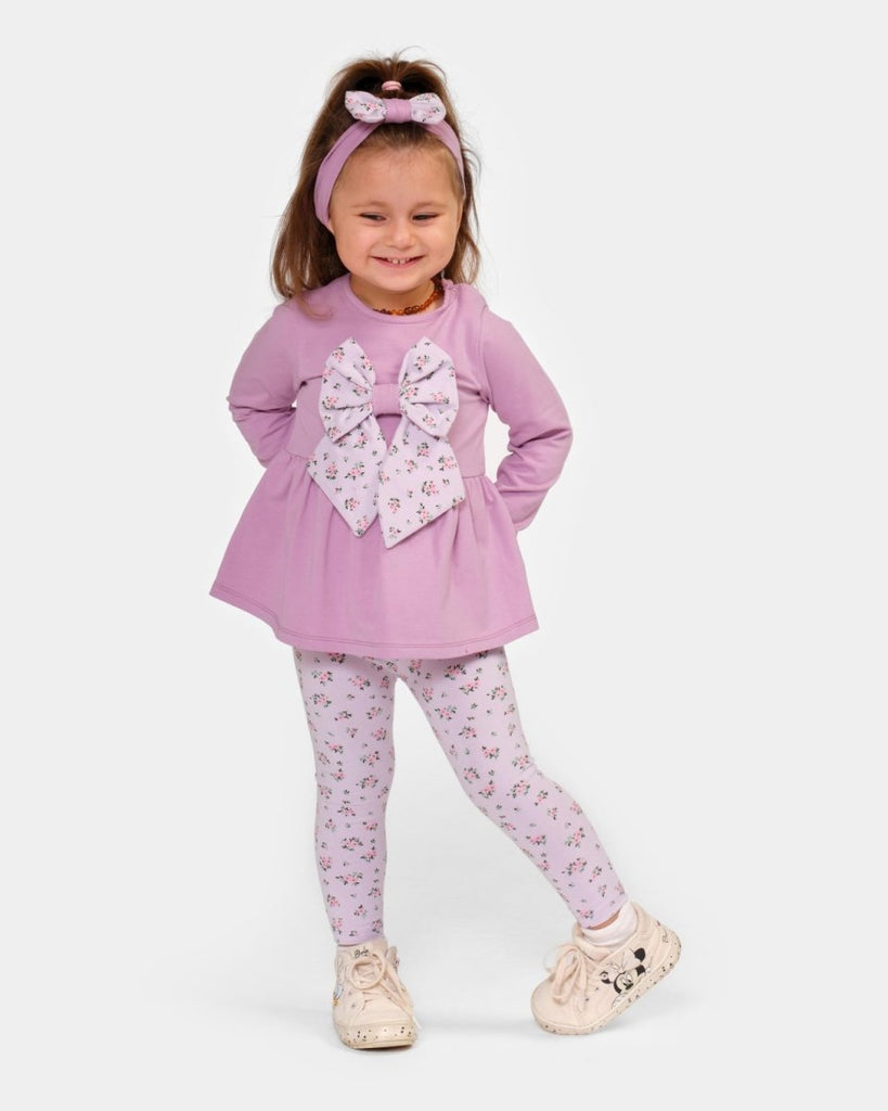 Baby Girls Floral Bow Legging Set with Headband