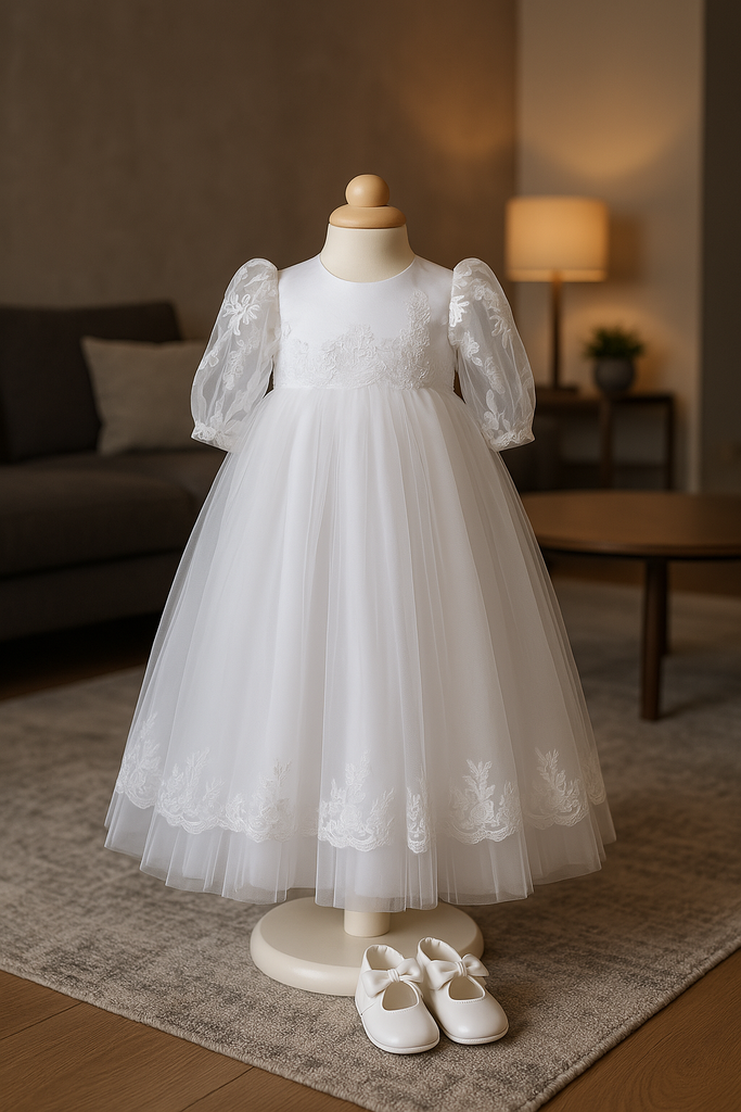 Christening and  Baptism White lace Dress