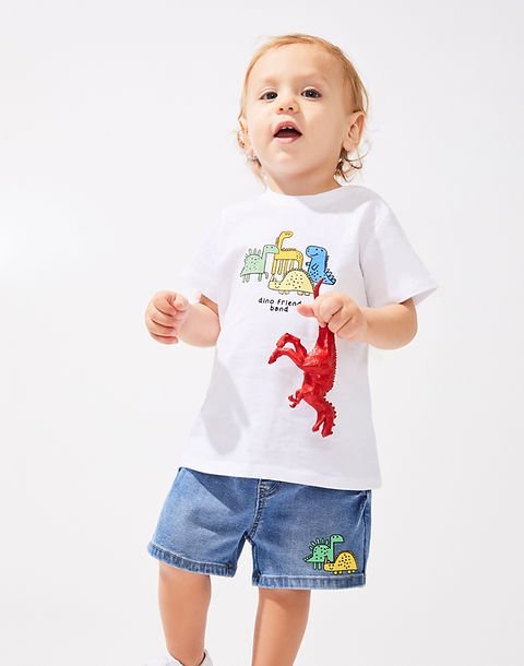 Newness Boys dinosaur shorts set