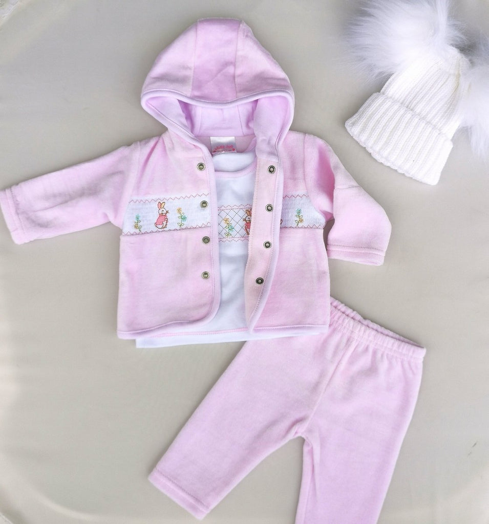 Baby girls Velour 3 piece easter outfit