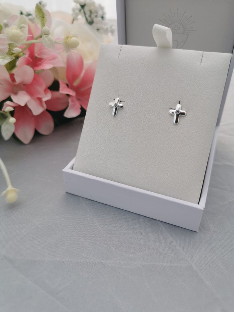 Small Holy Communion cross earrings