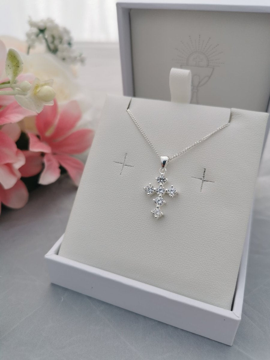Holy communion Sterling silver cross and chain – Alexandria's Baby Boutique