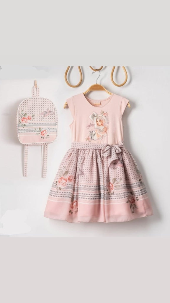 Peach dress and bag set