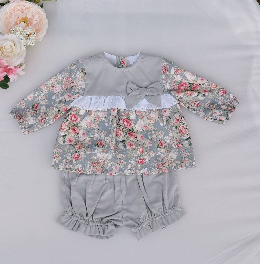 Grey Floral Jam pant set