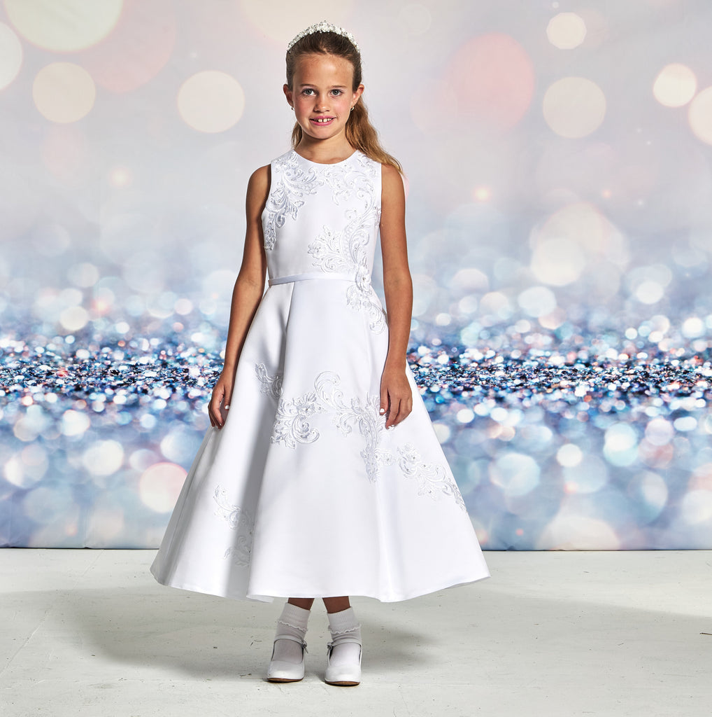 Joan Calabrese Satin traditional Communion dress