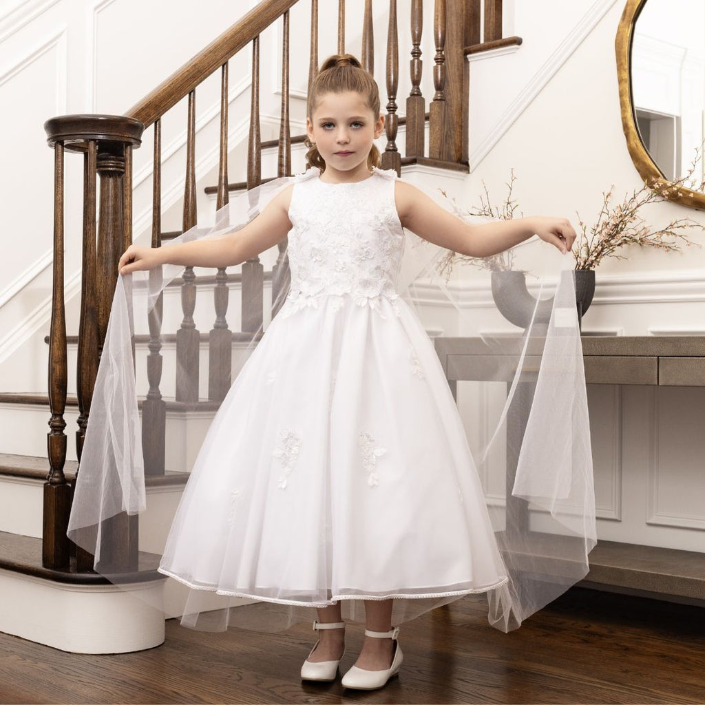 Joan Calabrese Attached Veil holy Communion dress