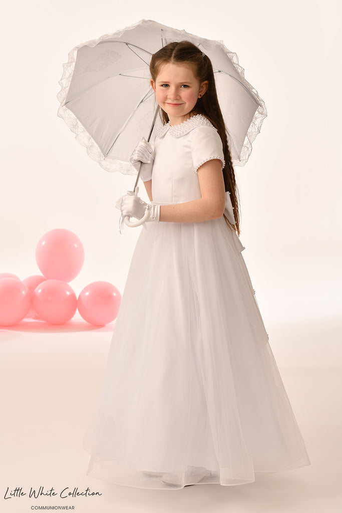 Linzi Jay Little White Collection Pearl Peter Pan Collar holy communion dress