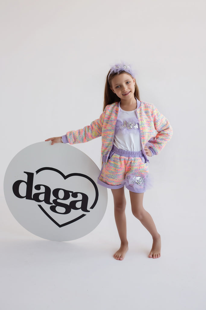 Daga Fancy Wow Three Piece Short set - Lilac