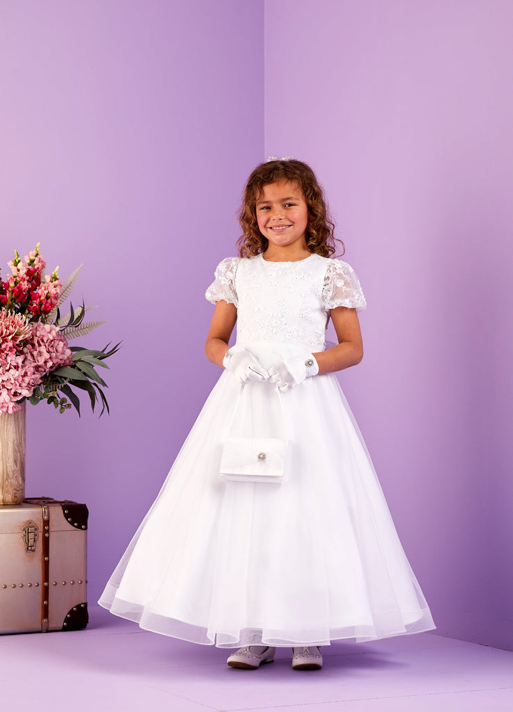 2025 Ayda Flower Bodice Holy Communion Dress with a Net Tulle Skirt