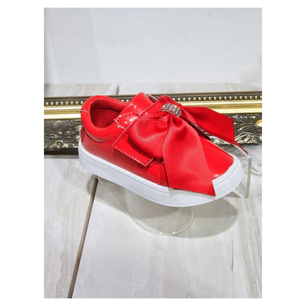 Red bow shoes trainers