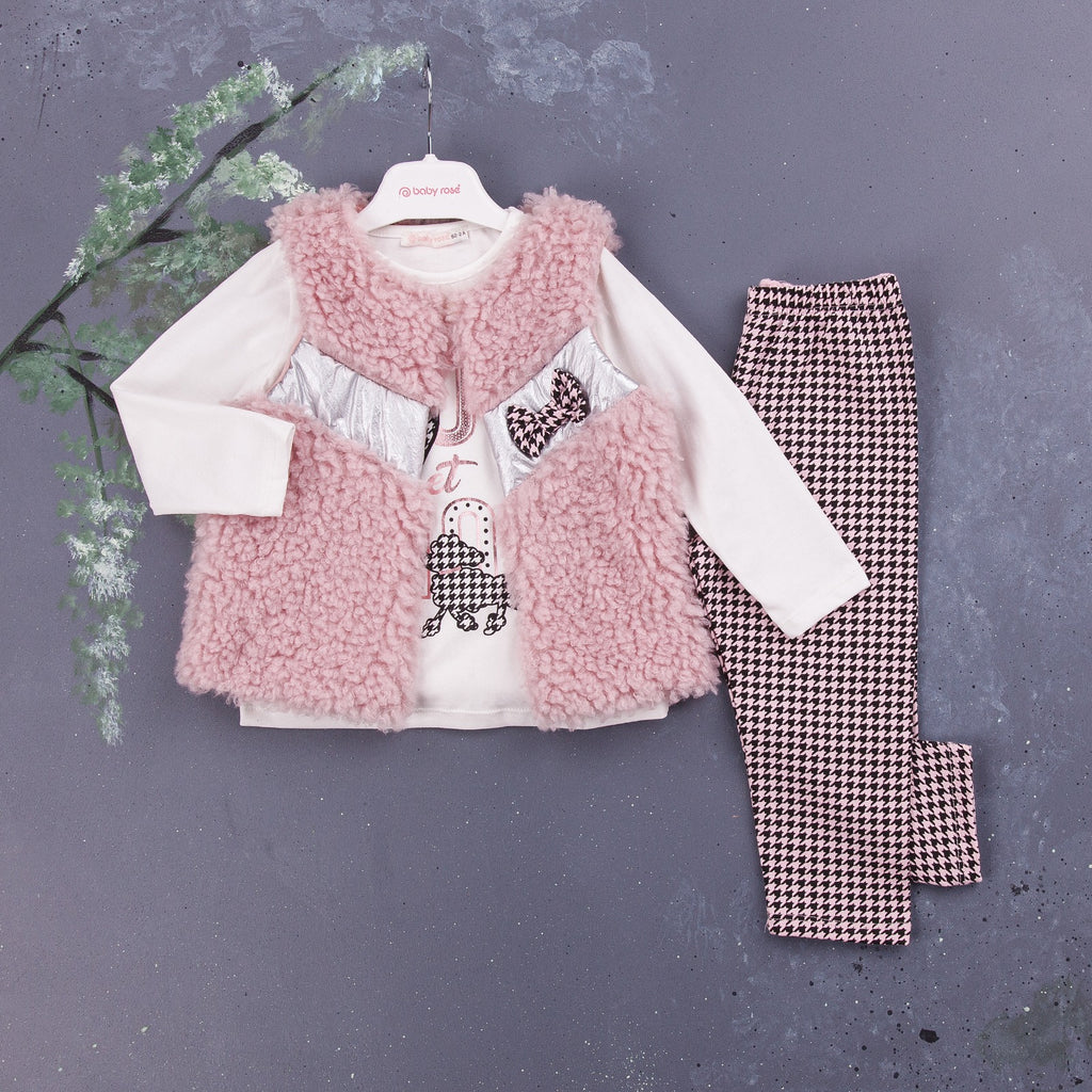 Girls faux fur Gillet set