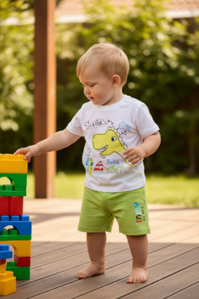 Newness Boys Dino Shorts set