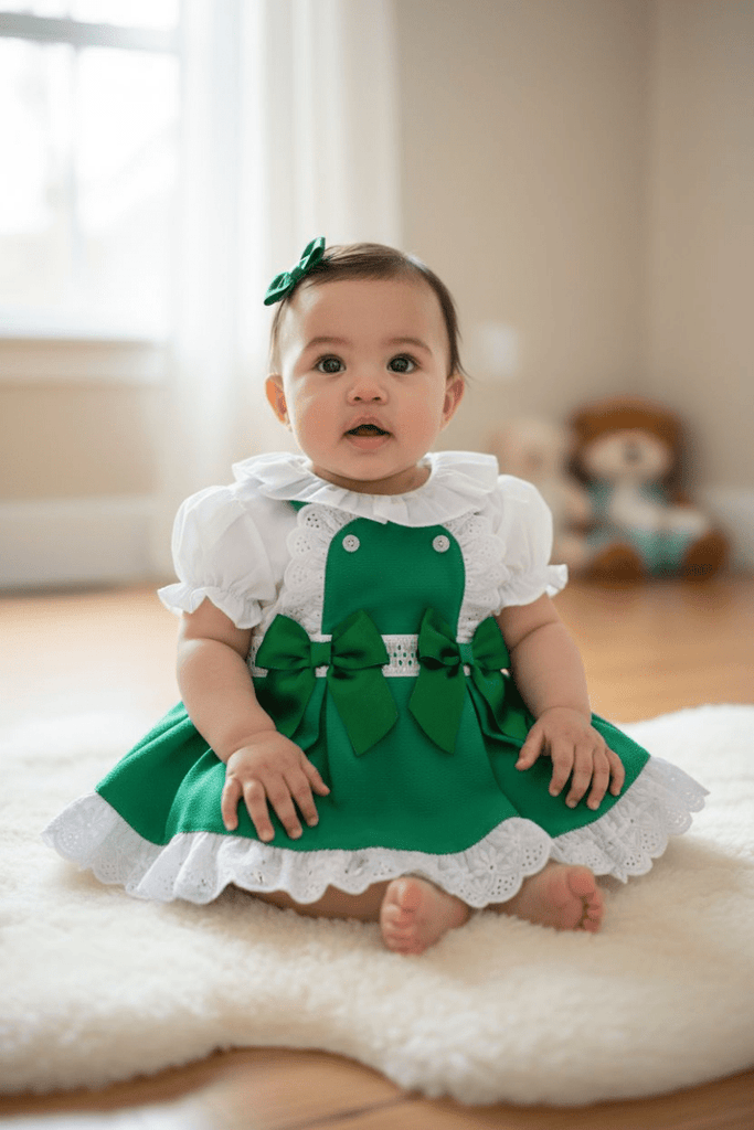 Green pinafore dress