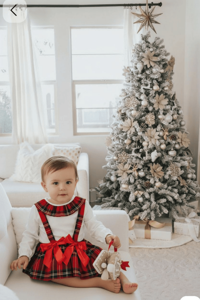 Girls Tartan Pinafore dress and top