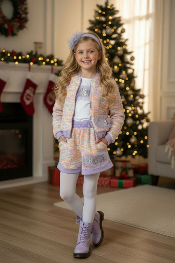 Daga Fancy Wow Three Piece Short set - Lilac