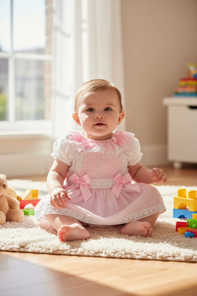 Pink broderie Anglaise jam pants set