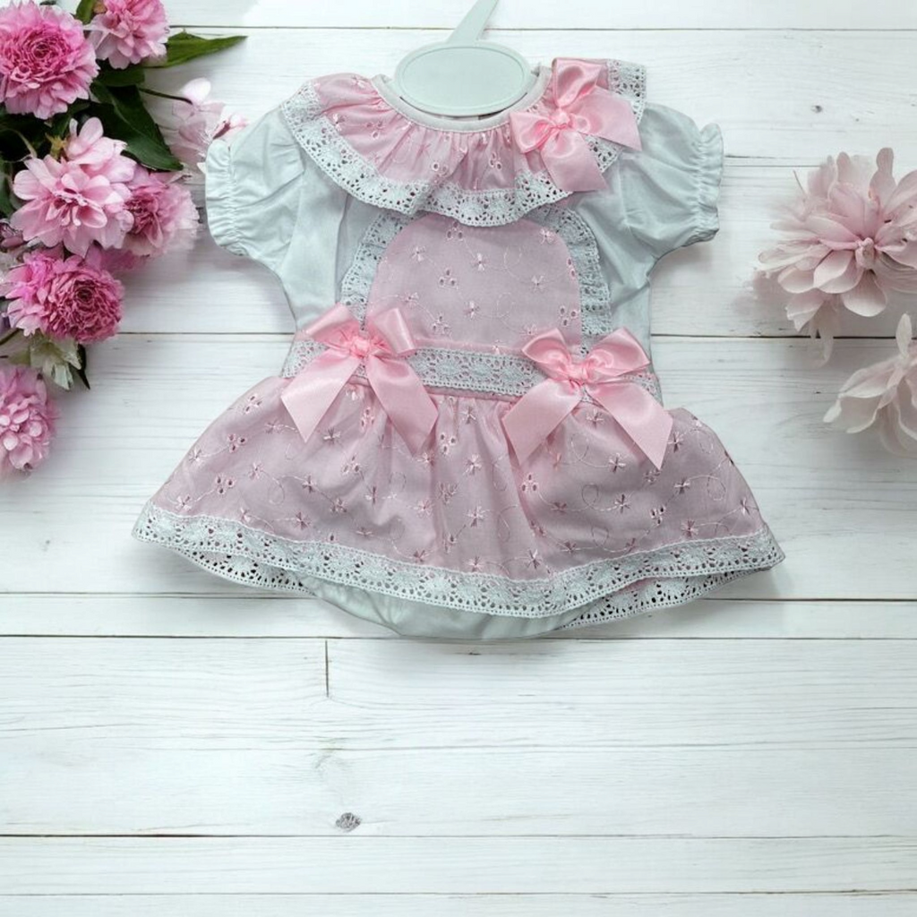 Pink broderie Anglaise jam pants set