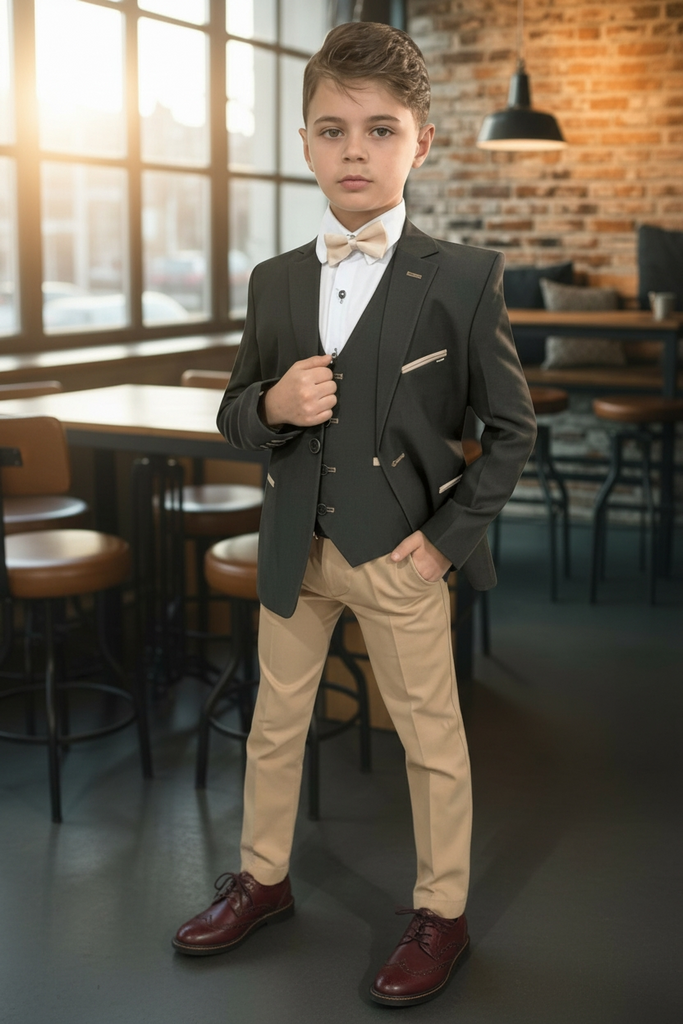 Boys suit khaki and beige