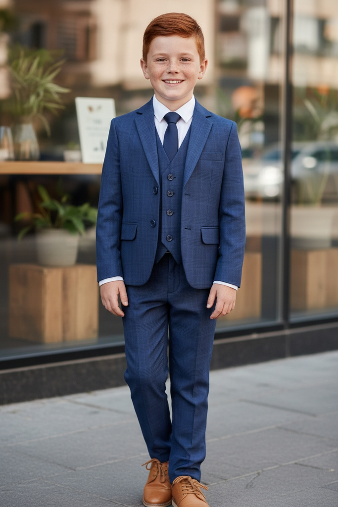 Boys navy striped 5 piece suit