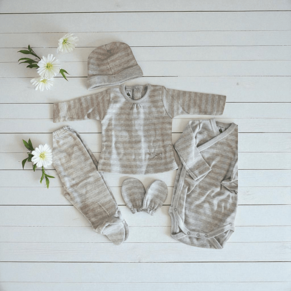 Babidu girls 5 piece set pink-grey