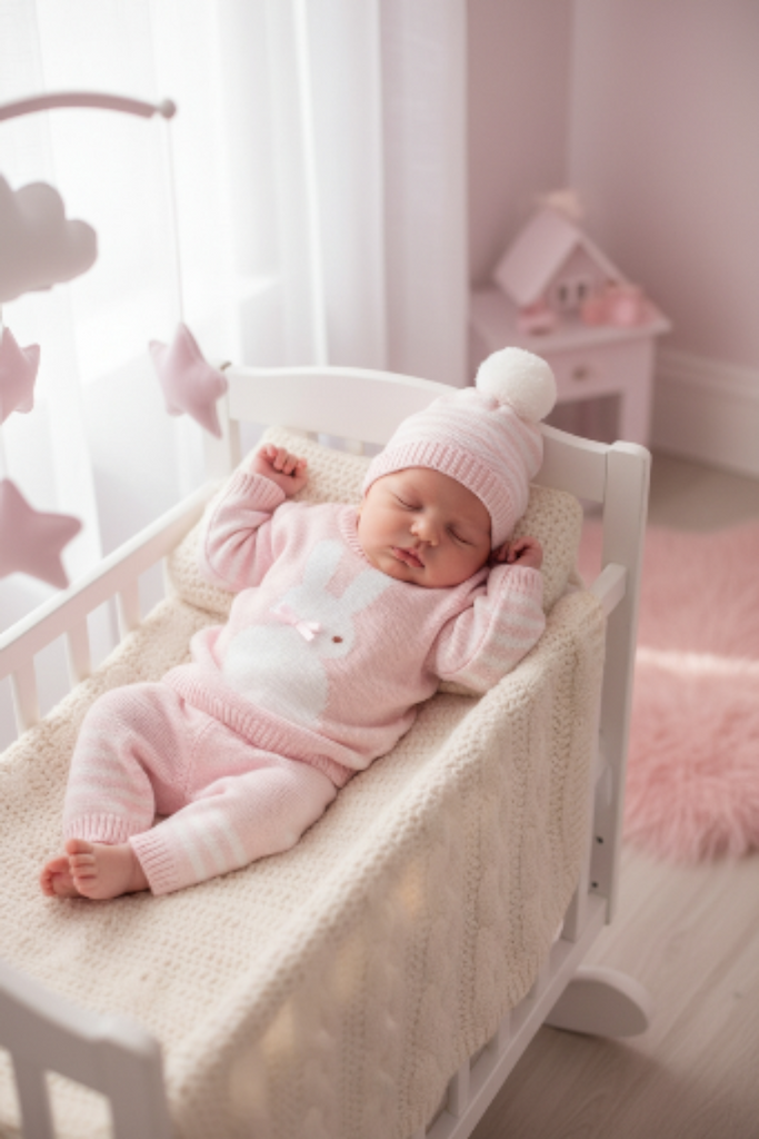 Baby girls pink 3 piece knit