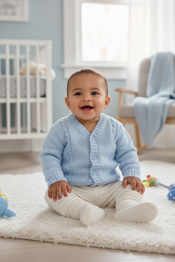 Baby blue cable knit cardigan