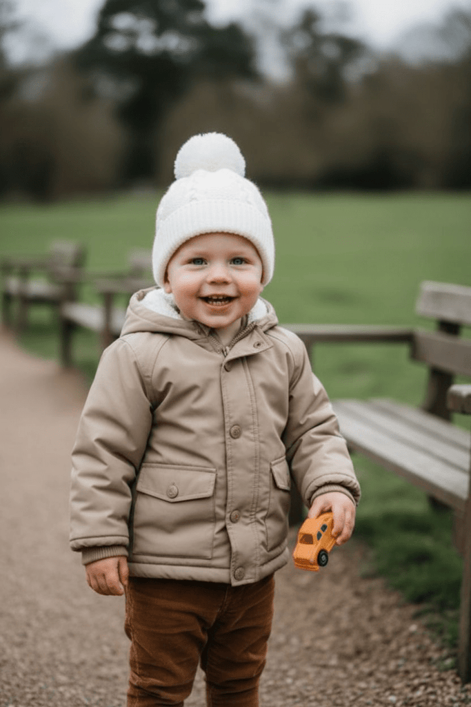 White ECO Cable Knit hat  pom