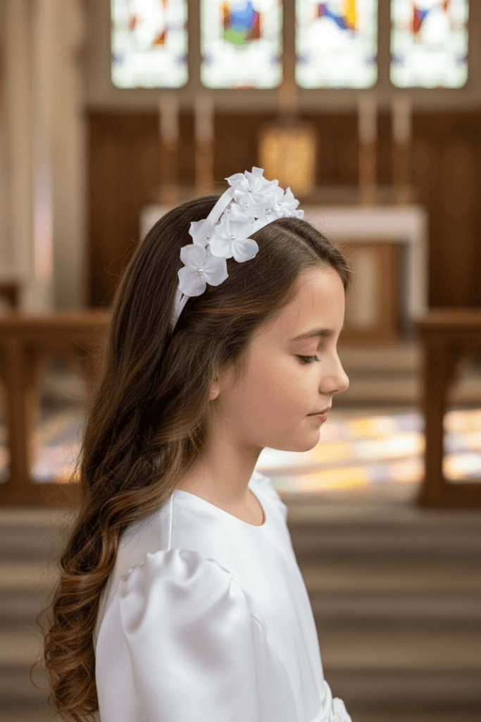Linzi Jay Headband with petal & pearl flowers