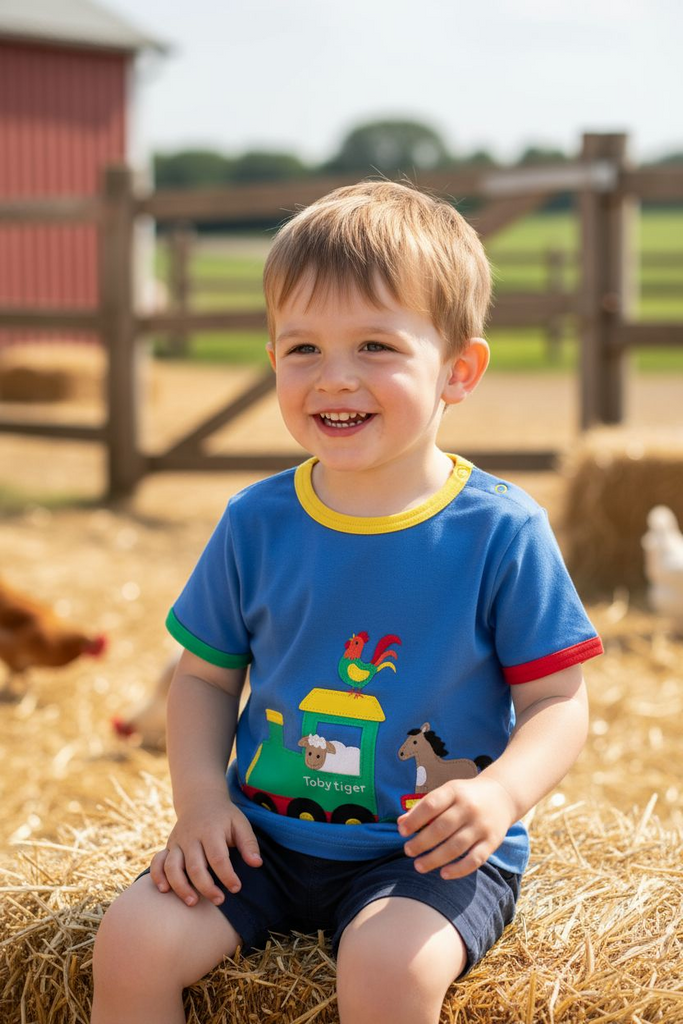 Toby tiger organic applique animal T-shirt