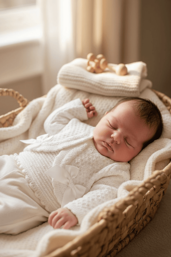 Baby White double satin bow knitted bolero