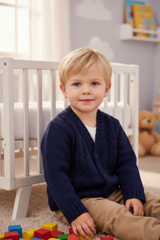 Navy cable knit cardigan