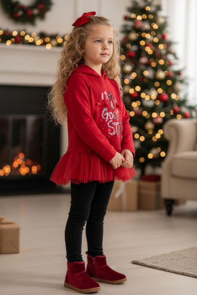 DAGA Not only Christmas Red tulle top and leggings