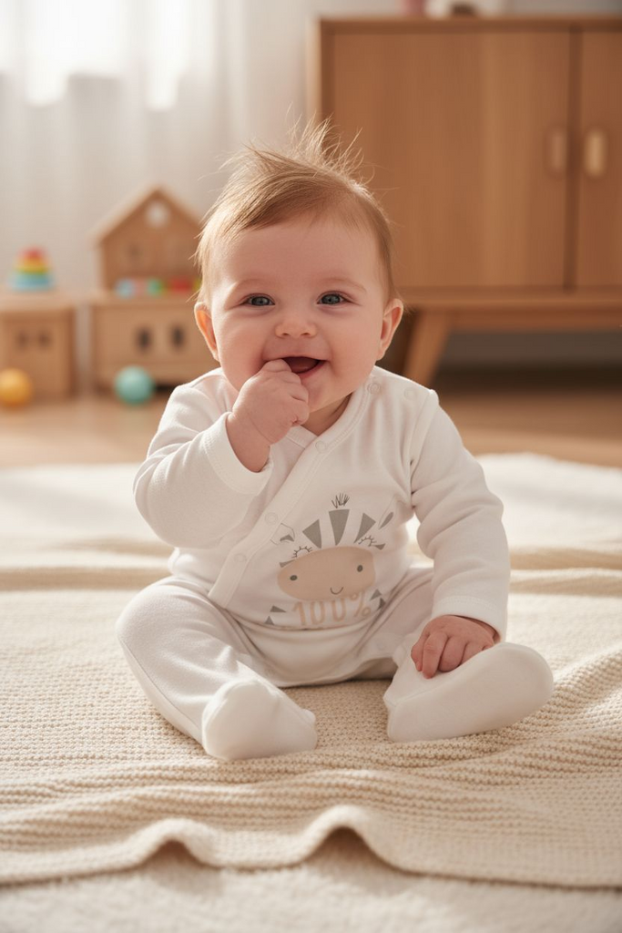 Unisex white baby grow 100% cute