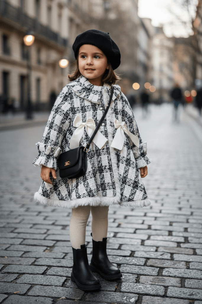 Sonata Girls Cream and Black Coat