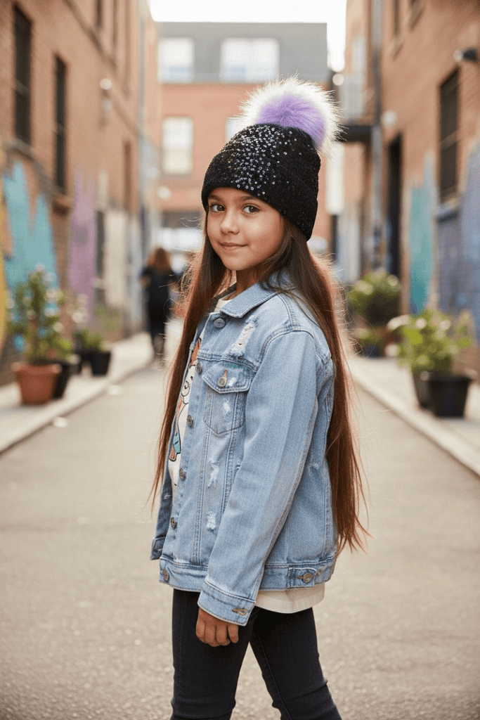 Girls Black Sequin Hat
