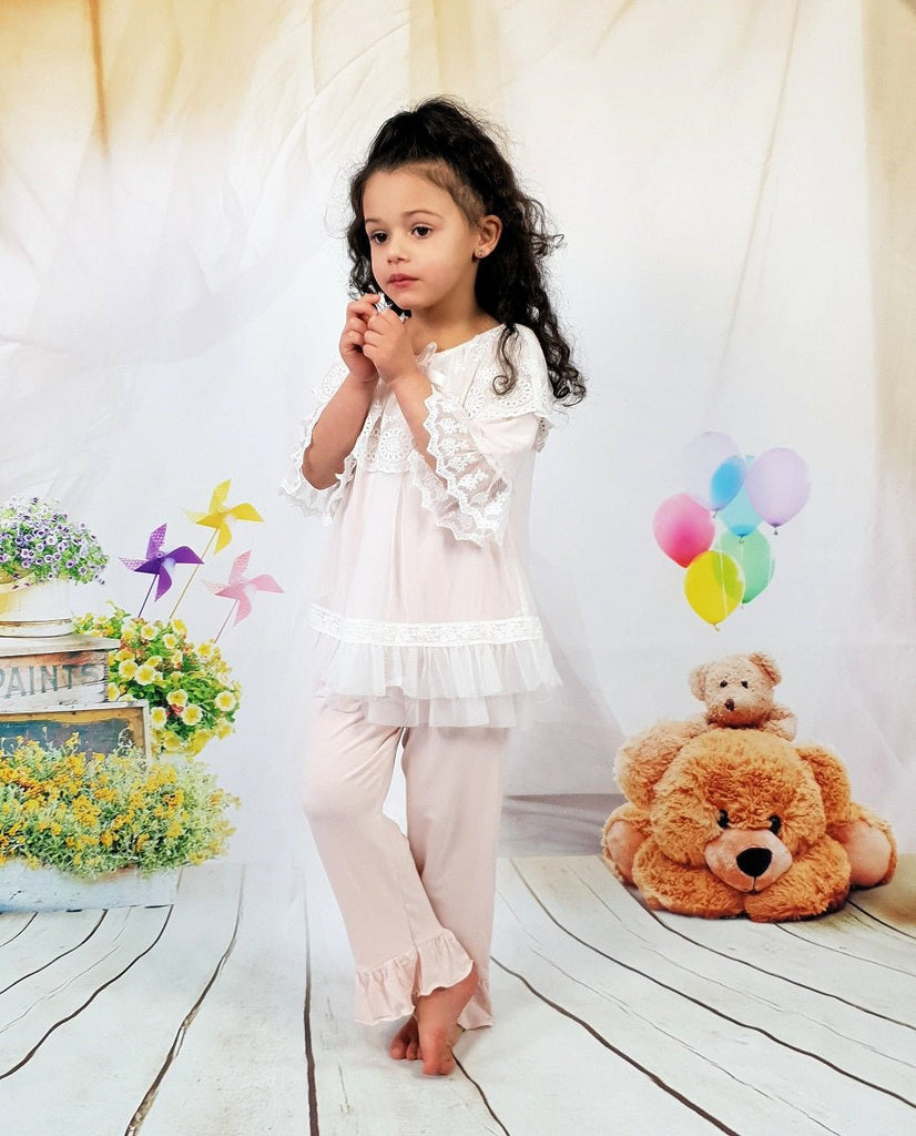 Beau KiD Pale Punk Jersey and Lace pyjamas