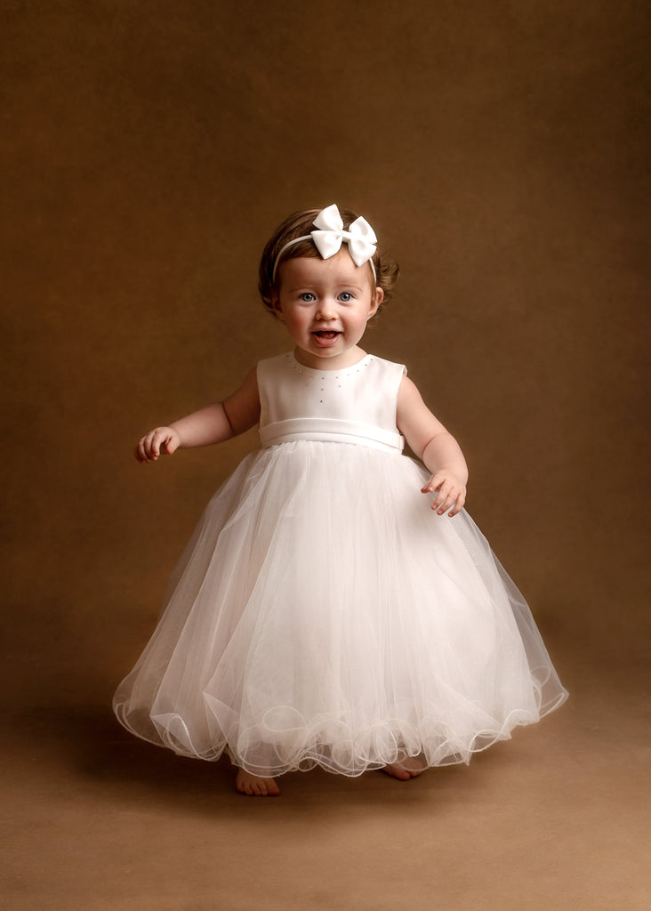 Crystal and tulle baby dress