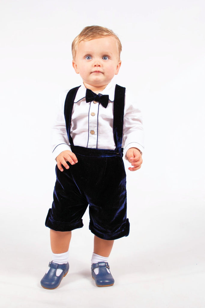 Beau KiD Navy Velvet dungaree outfit
