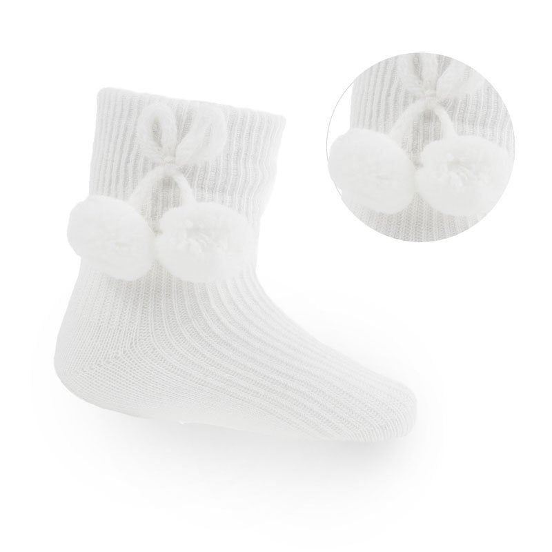 White pom pom socks