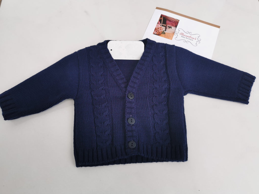 navy cable knit cardigan