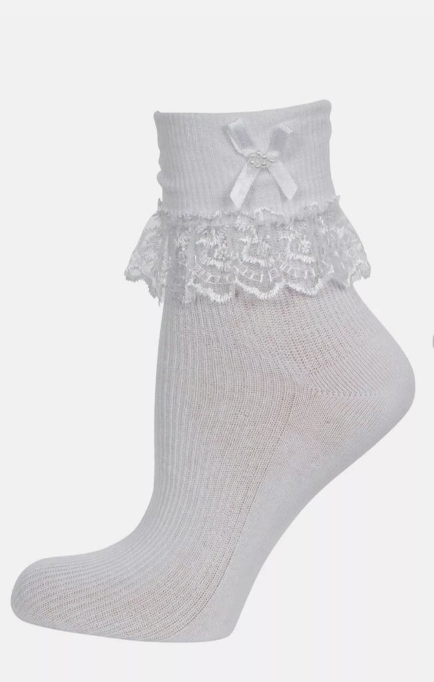 White frilly socks